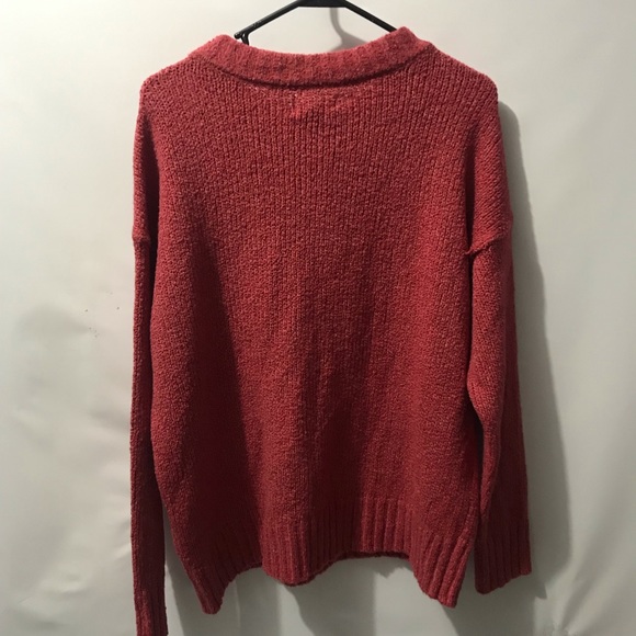 American Eagle Womens Sweater Jegging Fit 1/4 Button Red Small NWT. - Picture 2 of 4